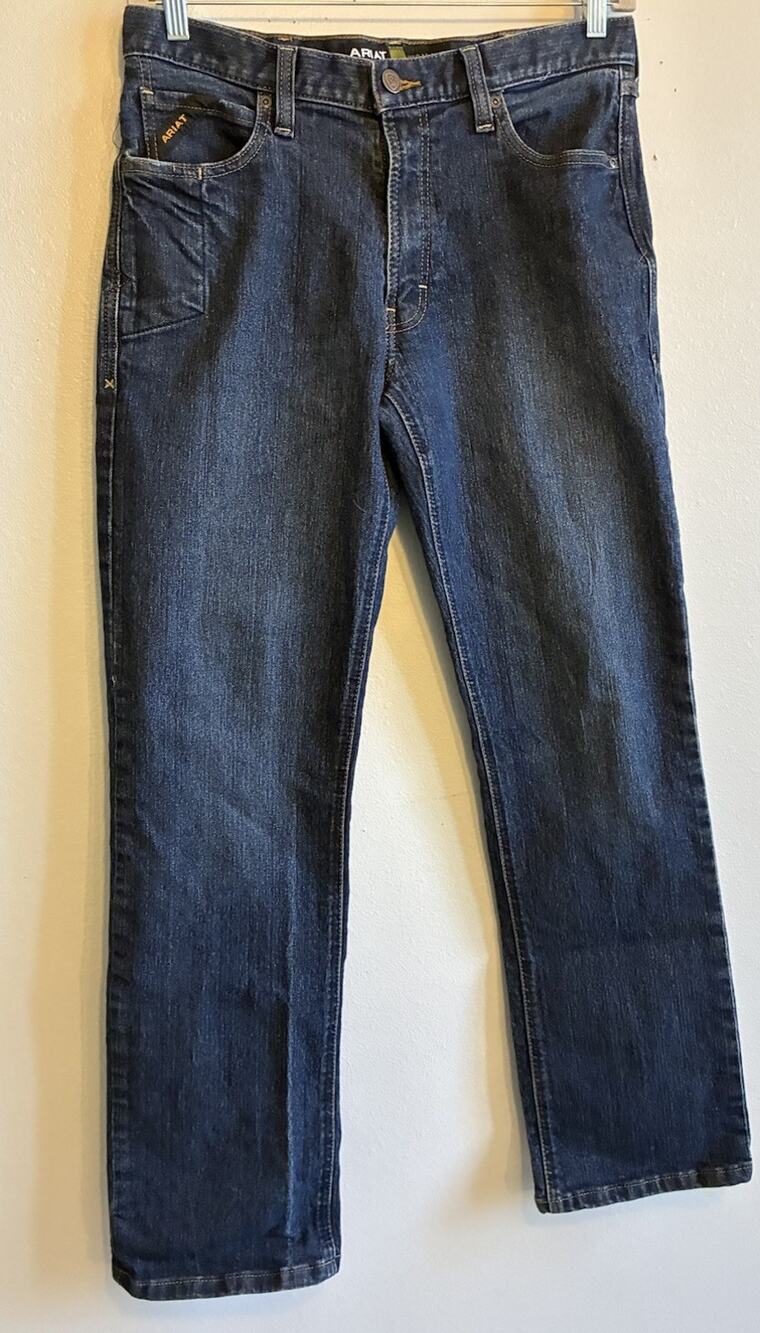 Ariat Jeans M5 Rebar Mens 34x34 Straight Fit Dark Wash Western Denim Cowboy